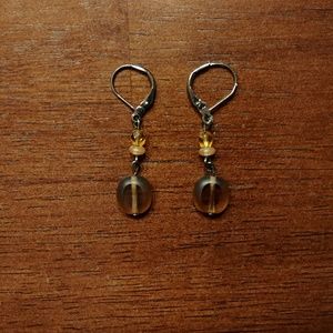 Brown Beaded Drop Earrings